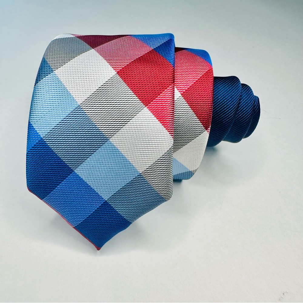 Tommy Hilfiger Two-Tone Red, Blue, White Skinny Tie 2.25” Blade